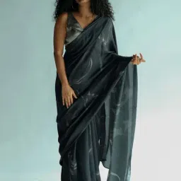 Suta Black Printed Saree Without Blouse-image-8