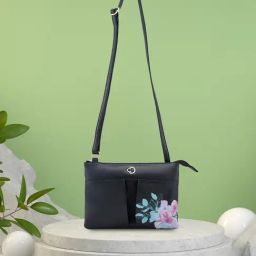 Caprese Faux leather Black Women Sling Bag-image-70