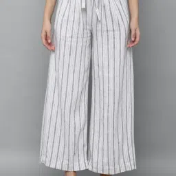 Allen Solly White & Grey Striped Trousers-image-79