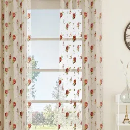 GM Sheer Embroidery Multicolor Polyester 7 ft Eyelet Ring Top Door Curtain - Set of 1 PC-15