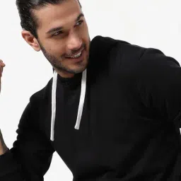 Campus Sutra Black Cotton Regular Fit Hooded Sweatshirt-picture-31