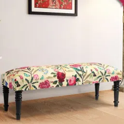 India Circus by Krsnaa Mehta Bird Land Printed Cream Sheesham Wood Bench-picture-46