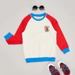 Pantaloons Junior Boys Whisper White & Red Cotton Solid Full Sleeves Sweatshirts & Hoodies-image-10