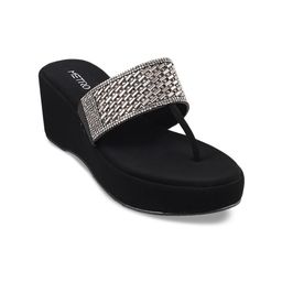 Metro Women Black Embellished Wedges-29