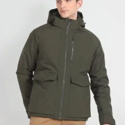 Arrow Sport Olive Regular Fit Hooded Jacket-image-44