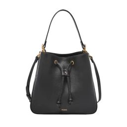 Fossil Black Tessa Medium Leather Bucket Bag-35