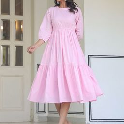 Janasya Women Solid Fit & Flare Midi Dress-image-81