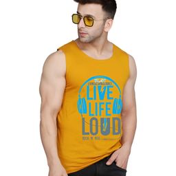 SLOWLORIS Pack Of 2 Printed Round Neck Sleeveless Bio-Wash Cotton Gym Vests-picture-43