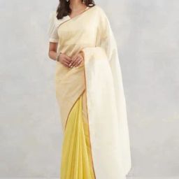Fabindia Yellow Woven Design Sarees-picture-10