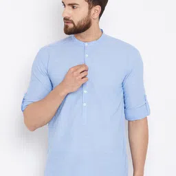 even Men Blue Woven Design Straight Kurta-image-56
