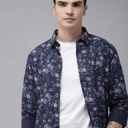 SPYKAR Men Regular Slim Fit Floral Opaque Printed Pure Cotton Casual Shirt-picture-34