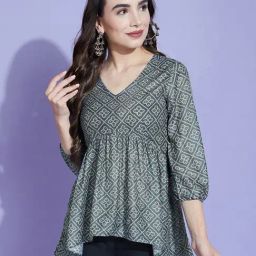 SELVIA Grey Floral Print Top-image-74