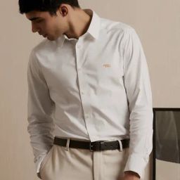 ANDAMEN White Slim Fit Cotton Shirt-picture-11