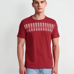 Arrow Sport Red Cotton Regular Fit Printed T-Shirt-image-27