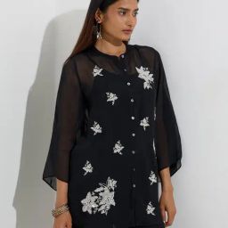 Vark by Westside Black Floral Embellished Tunic with Inner-29