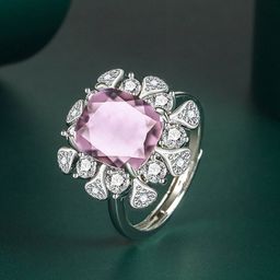 Designs & You Silver-Plated CZ-Studded Adjustable Finger Ring-56