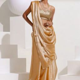 Swtantra Beige Embellished Saree With Unstitched Blouse-picture-42