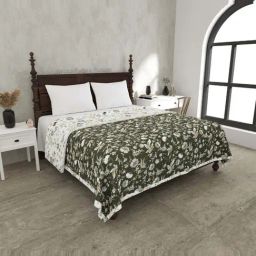 JaipurFabric Dark Green Mulmul Cotton 150 GSM Reversible Ac Dohar-image-61