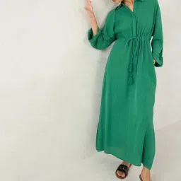 FEMMELLA Green Relaxed Fit Solid Dress-picture-5