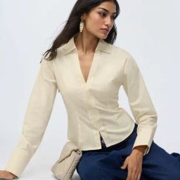 The Souled Store Beige Ivory Fitted Shirt Women Fitted Shirts-picture-8