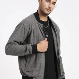 SHOWOFF Grey Acrylic Slim Fit  Jacket-39