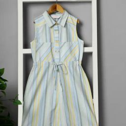 Budding Bees Girls Blue Cotton Regular Fit Playsuit-image-92
