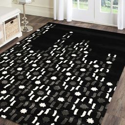 PRESTO Black & Grey Printed Hand-Tufted Anti-Skid Woolen Carpet-25