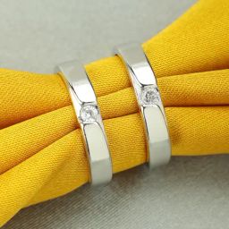 Peora Silver-Plated Solitaire Couple Rings-37