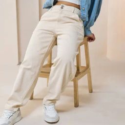 Bewakoof Beige Distressed Relaxed Fit High Rise Jeans-picture-33