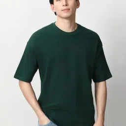 Peter England Green Cotton Regular Fit T-Shirt-picture-29