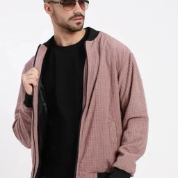 SHOWOFF Mauve Acrylic Slim Fit  Jacket-54