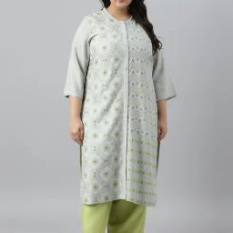 W Grey Printed Straight Kurta-image-40