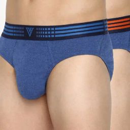 Vh Innerwear Blue Cotton Regular Fit Briefs - Pack Of 2-image-81