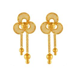 P.C. Chandra Jewellers 22k Gold Floral Jali Work Dangler Earrings-14