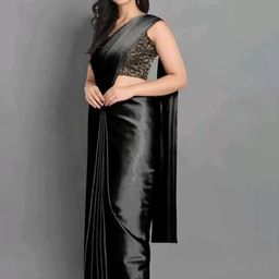 KALINI Satin Solid Saree With Unstitched Blouse Piece-image-45