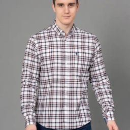 Red Tape White Regular Fit Check Shirt-image-62