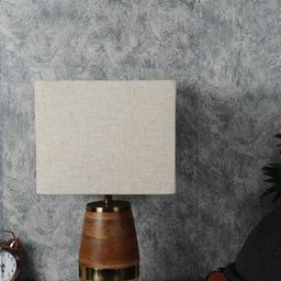 Grated Ginger Beige Solid Bedside Table Lamp with Shade-35