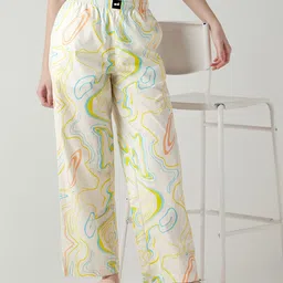 Bewakoof Women All Over Printed Pure Cotton Wide Leg Lounge Pants-picture-12