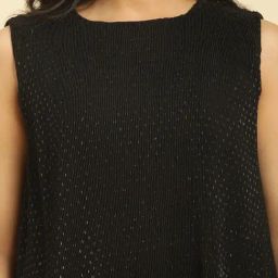W Black Self Pattern Top With Slip image 5