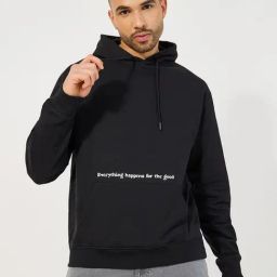 Styli Black Cotton Relaxed Fit Typography Hooded Sweatshirt-picture-27