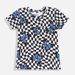 Eteenz Girls Geometric & Floral Printed Premium Cotton Round-Neck T-shirt-image-86