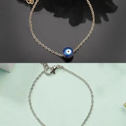 NVR Gold & Silver Plated Evil Eye Link Bracelet for Women Set of 2-87