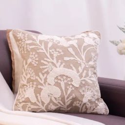 Haus & Kinder Serene Foliage Natural Cotton Embroidered Cushion Cover-picture-19