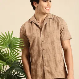 Mast & Harbour Embroidered Seersucker Casual Shirt-image-26