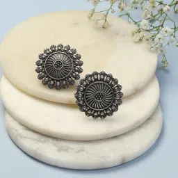 Biba Oxidized Brass Stud Earrings for Women-picture-18