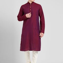 KISAH Men Magenta Solid Kurta with Churidar-picture-53