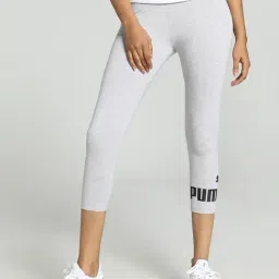 Puma Grey Cotton Logo Print Sports Capris-image-28