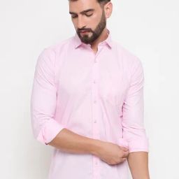 Duke Pink Slim fit Solid Shirt-image-34