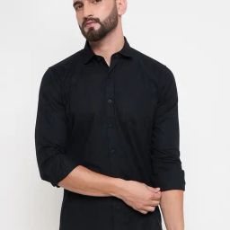 Duke Black Slim fit Solid Shirt-image-84