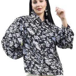 Melon by PlusS Black & White Printed Casual Shirt-image-45